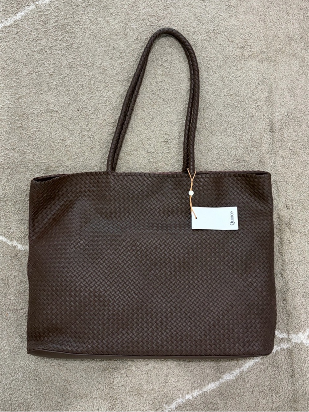 Quince Italian Leather Dark Brown Handwoven Tote Bag - Picture 8 of 9